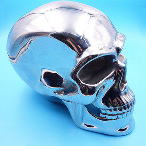 Crâne en métal réaliste, artisanat en acier inoxydable, couleur alliage de zinc, décoration d'Halloween, utilisation en intérieur - Product Image 2