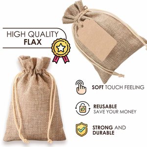 Tùy chỉnh sinh thái hữu cơ tái sử dụng bền vải bố đay dustbags Linen Túi Quà Tặng với dây rút mỹ phẩm dây kéo túi - Product Image 3