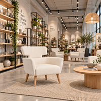 EziDone Minimalist Accent Armchair Natural Timber Legs Breathable Upholstery Fabric Eco-Friendly Durable Hotel Lounge Mall