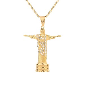 Hip Hop Rio Christ <b>Statue</b> Jesus Religion Non Tarnish Cubic Zirconia Non Tarnish Waterproof Stainless Steel Jewelry Pendants Male - Product Image 6
