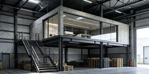 Custom Steel Mezzanine Floor System with Stair and Guardrail for Warehouse Storage - Product Image 6