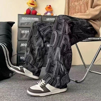 D:\Downloads\High Street Lamp Core Plush Casual Men's Letter Full Print Spring and Autumn Thin Pants Retro Loose