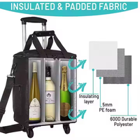 Sac à vin portable pour voyage et pique-nique, sac à vin à roulettes pour 6 bouteilles, glacière à vin isolée, sacs à vin à roulettes