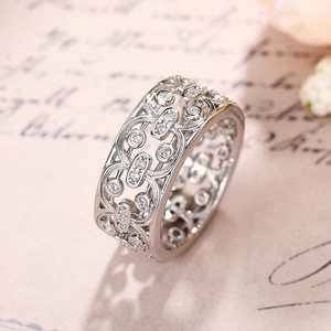 Anello Vintage Francese Traforato a Fiore e Fiocco di Neve per Donne, Stile Regale, Elegante Accessorio per Uso Quotidiano - Product Image 5