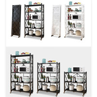 Supports de stockage à roulettes en métal de grande capacité multicouche au sol pliables à plusieurs niveaux pour une utilisation domestique