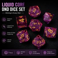 Joli jeu de dés polyédriques en résine bleu rose à motif floral pour joueur de RPG DND