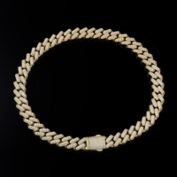 Collier Chaîne Maille Cubaine Miami Plaqué Or 14K pour Homme, Bijoux Hip Hop en Gros, Zircon Sertis pour Rappeur