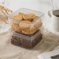 Boîte à gâteau carrée jetable transparente en PS avec couvercle, emballage alimentaire en plastique de qualité alimentaire, boîte cadeau personnalisable