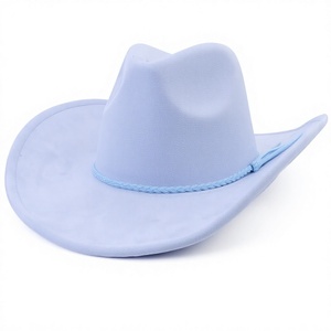 <b>Light</b> Blue Wool Cowboy <b>Hat</b> Unisex Casual Outdoor Spring Summer Adult Fit - Product Image 1