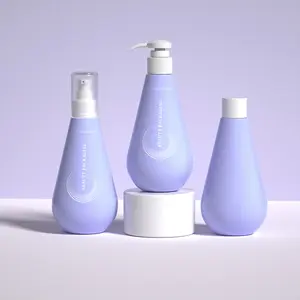 300ml Custom empty luxury blue PET shampoo bottle plastic plastic bottles for hair products