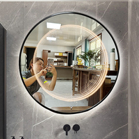 Miroir LED intelligent rectangulaire moderne anti-buée à fixation murale pour salle de bain avec affichage de l'heure et capteur tactile – Offre Spéciale