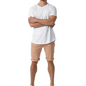 Shorts de Mezclilla Desgastados para Hombre, Cintura Media, Pierna Recta, Casuales de Verano, Impresión Digital, Algodón Tejido 180g - Product Image 1