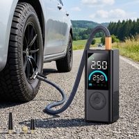 Compresseur d'air électrique intelligent portable rechargeable 150 PSI haute pression avec écran LCD et arrêt automatique, gonfleur de pneus à double valve pour