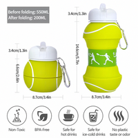 Bouteilles d'eau pliables en silicone pour le golf, le football, le basketball et le tennis, 18,5 oz (550 ml)