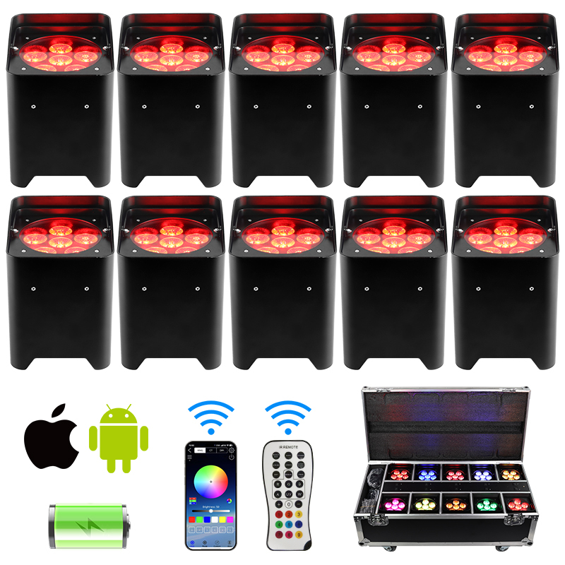 Outdoor IP65 Wireless dmx Par LED Battery Light waterproof Wifi RGBWA+UV 6in1 disco powered 6x12w Uplight for DJ Wedding