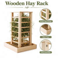 Mangeoire à foin en bois 24,6x36,5 cm avec crochets, support suspendu pour herbe, pour lapin, cochon d'Inde, cage ou enclos