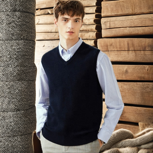 Gilet en laine mérinos tricoté ample, anti-plis, de haute qualité, personnalisé en usine, vente en gros, inspection double à 100 %, pour l'hiver - Product Image 2