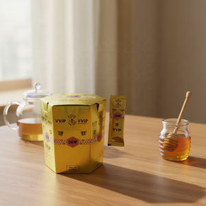 Cajas de Miel Real Vip de Nueva Generación en Oferta - Cajas de Miel 100% Natural con Estampado Dorado en Forma Hexagonal - Versión Personalizable - Product Image 5