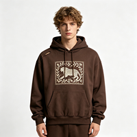 Hoodie Pria Motif Leopard Vintage Heavyweight, Bahan Katun Distressed, Model Oversize, Streetwear, Grosir