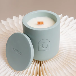 C & H Vente en gros Bougie en céramique colorée Cire de soja parfumée Parfum de luxe Couleur personnalisée Pot en béton Conteneur en <span class=keywords><strong>ciment</strong></span> Mèche en bois - Product Image 6