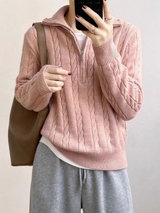 Nouveau Pull Coréen Femme 2025 – Tricot Chaud à Demi-Zip et Col Revers, Tendance Automne Hiver - Product Image 2