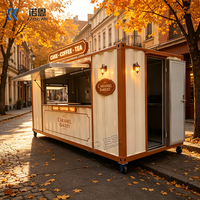 Quiosco de Comida Personalizado en Contenedor, Cocina Móvil con Ventanas Dobles para Servir, para Catering al Aire Libre