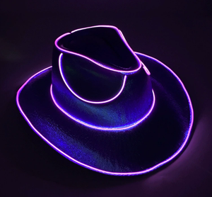 ECOPARTY, gorra de vaquero de lujo de neón hecha a mano con cable EL, superventas, sombrero de concierto de fiesta Rave Burning Man para Navidad - Product Image 5