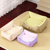 Canapé-lit pour animaux de compagnie en gros, rayé, côtés surélevés, coussin antidérapant, lit doux pour petit chien ou chat, OEM ODM