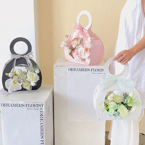 Cajas de papel vacías personalizadas para el Día de San Valentín, decoración de boda, flores, mango redondo, embalaje de regalo, gran oferta - Product Image 1