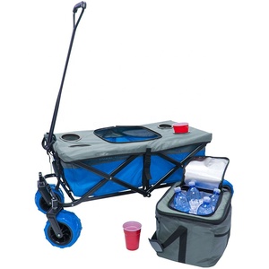 Chariot pliable d'extérieur avec glacière intégrée et porte-gobelets pour la plage - Product Image 5