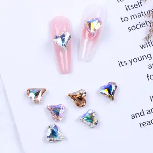 TSZS Crooked Peach Heart Nail Art Rhinestone Love Special-shaped Flat-back Crystal Diamond False Nail Diamond Rhinestones