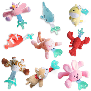 Pacifier Stuffed Animal Holder with Detachable Binky, 6-24 Month Infant Pacifiers Removable Baby Pacifier Holder with Plush Toy