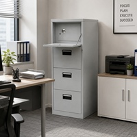 Armoire à documents, mobilier de bureau à domicile, rangement de dossiers, armoire verticale en acier à 4 tiroirs avec coffre-fort