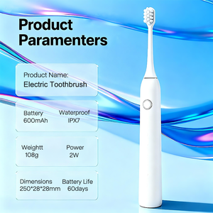 فرشاة أسنان كهربائية K5 للسفر، صوتية قابلة لإعادة الشحن، ناعمة، مقاومة للماء IPX7، عمر بطارية 60 يومًا - تحكم بالضغط للاستخدام العائلي - Product Image 6