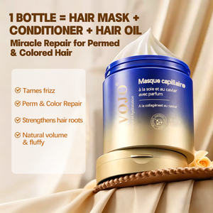 VOJO <span class=keywords><strong>Maschera</strong></span> Professionale per <span class=keywords><strong>Capelli</strong></span> al Caviale 500ml, Riparazione Proteica per <span class=keywords><strong>Capelli</strong></span> Danneggiati e Colorati, Effetto Liscio e Setoso per Marchi di Bellezza - Product Image 1