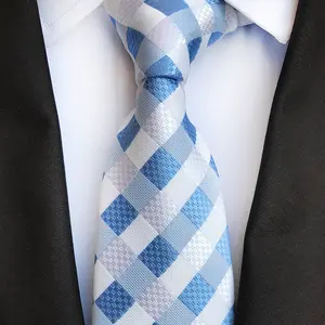 New Designer Mens Wedding Tie Colorido Listrado 8cm Largura Plaid Poliéster Gravatas para Homens