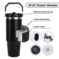 Tasses personnalisées tasse à café en acier inoxydable à double paroi isolée sous vide 20 oz 30 oz gobelet voyage tasse avec poignée