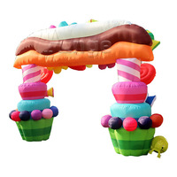Arche gonflable géante en forme de canne à sucre pour Noël, avec éclairage LED, pour décoration