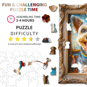 Vintage Frame Schnauzer Dog Wooden <b>Puzzle</b> Irregular Unique Shaped Wood Jigsaw <b>Puzzle</b> Adult Brain Teaser <b>Game</b> Pet Lover Gift Home - Product Image 4