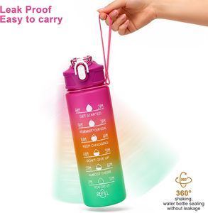 Wholesale Plastic Frosted Gradient Color High Stock Stocked Summer Motivational <b>Sports</b> <b>Water</b> <b>Bottle</b> - Product Image 3