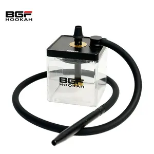 Wholesale Black Square Acrylic Portable BGF Hookah Shisha Smoking Set Hookah With Black Bag