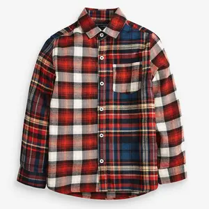 JUNGEN MUITI CHECK LONG SLEEVE SHIRT MIT EINER BRUST TASCHE, BRUSHED FLANNEL SHIRT