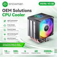 Dissipateur thermique CPU Snowman RGB avec 6 caloducs, kit de montage universel, ventilateur arc-en-ciel 92 mm pour Intel pour systèmes