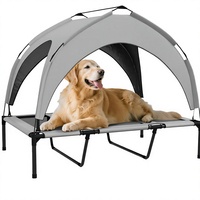 Lit de camping surélevé pour chien en tissu Oxford respirant et imperméable de style militaire pour l'extérieur