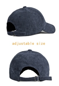 Casquette de baseball brodée ajustée en velours côtelé présentoir de chapeau de couleur unie - Product Image 4