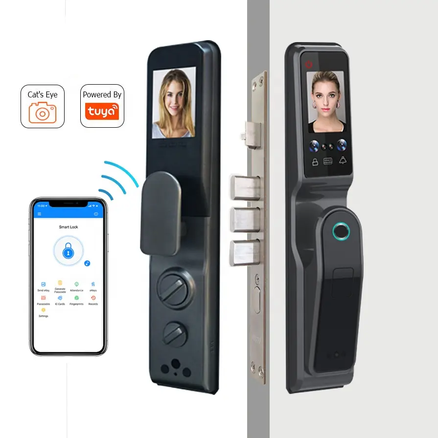 Push-pull front gate Automatic keyless Smart WIFI Zigbee TUYA APP digital fingerprint 3D facial face recognition door lock