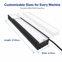 Barre lumineuse LED pour vision industrielle 200*50mm, source de lumière à large surface, détection de défauts, intensité variable avec alimentation CC