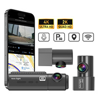 Caméra de visée automatique Caméra de tableau de bord 4K Affichage HD Vision nocturne Enregistrement en boucle Caméra de tableau de bord boîte noire de voiture 2K