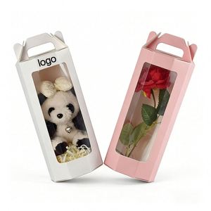 Factory Direct Customizable Free Design <b>Paper</b> Gift Box With Window & Handle Portable Ideal for Flower & Toy Packaging - Product Image 1