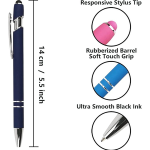 Stylo à bille personnalisé avec pointe tactile, stylo en métal à clic au toucher doux - Product Image 2